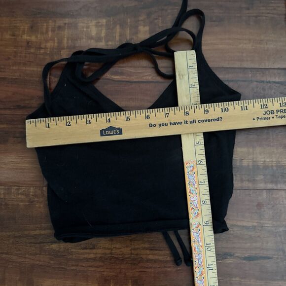 Hollister XS Womens Pleated Halter Top Black Goth Halloween Whimsigoth Ruched - Picture 6 of 9